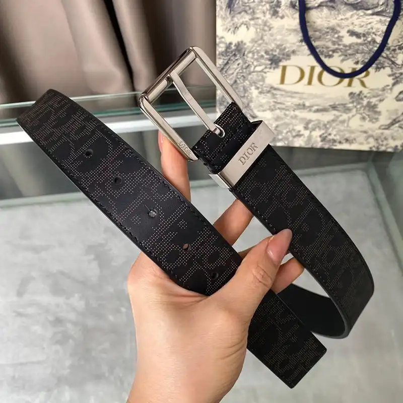 Hot Dior Belt Oblique Calfskin Black Silver