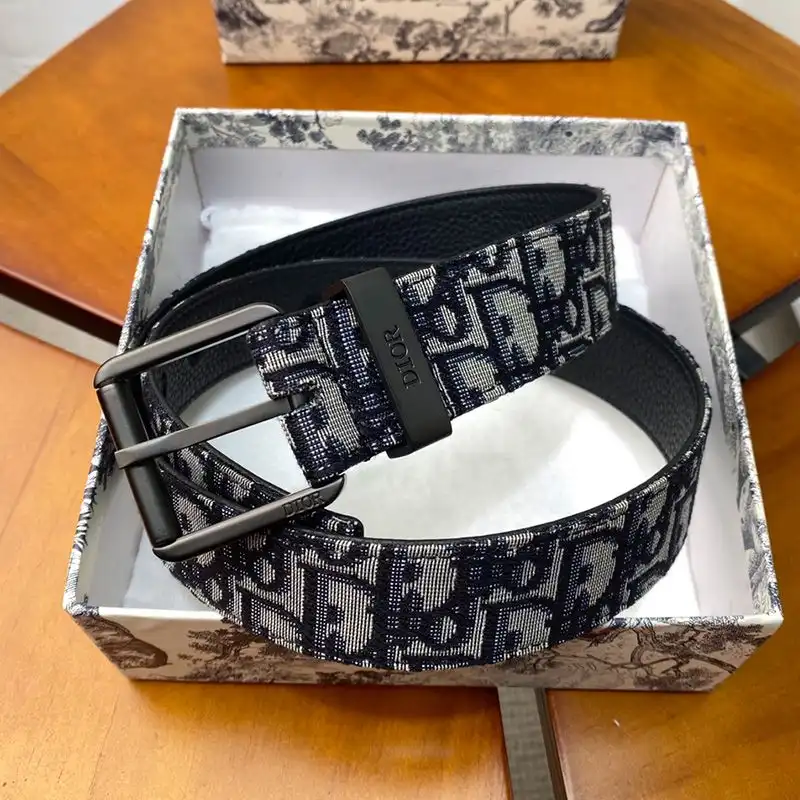 TOP Dior Belt Oblique Motif Canvas Blue Black