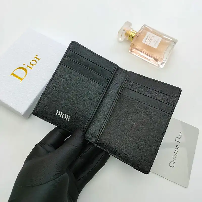 Affordable Hot Dior Bi-Fold Card Holder Oblique Motif Canvas Calfskin Black