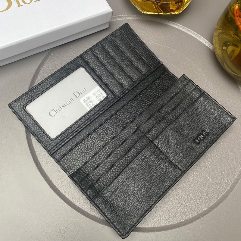 Dior Bi-Fold Long Card Holder CD Diamond Motif Canvas Black Hot Sale