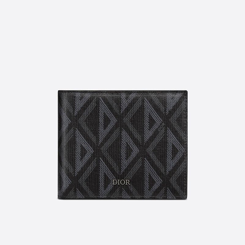 Dior Bi-Fold Wallet CD Diamond Motif Canvas Black Hot Sale