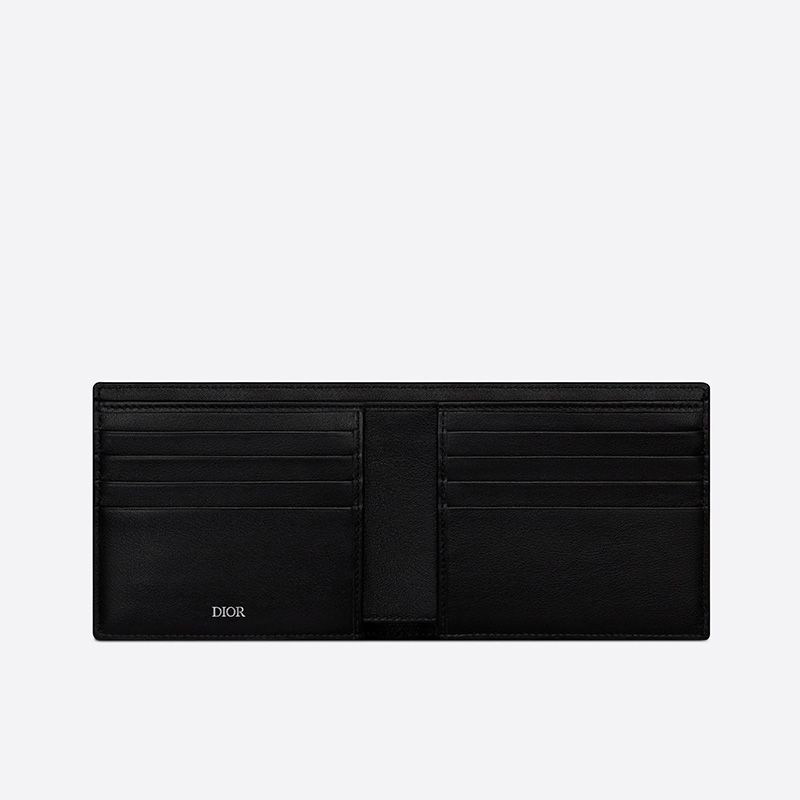 Dior Bi-Fold Wallet CD Diamond Motif Canvas Black Hot Sale