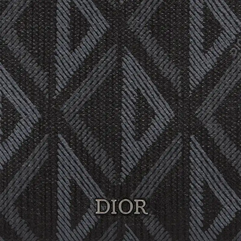 Cheap Hot Dior Bi-Fold Wallet CD Diamond Motif Canvas Black