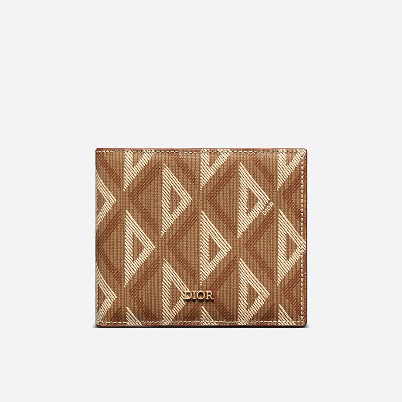 Dior Bi-Fold Wallet CD Diamond Motif Canvas Brown Hot Sale