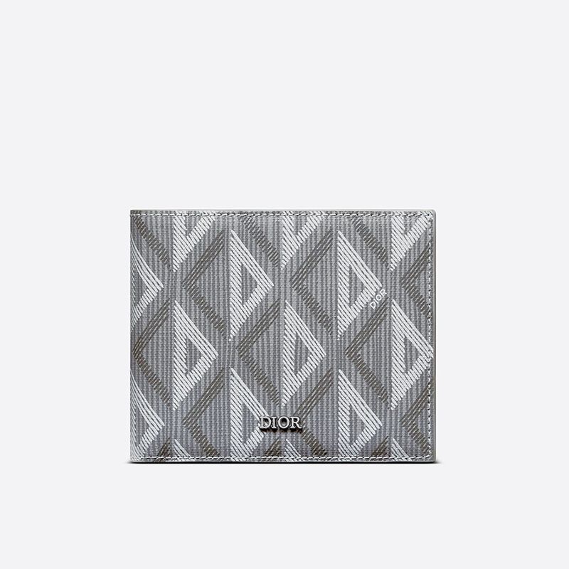 Dior Bi-Fold Wallet CD Diamond Motif Canvas Grey Hot Sale