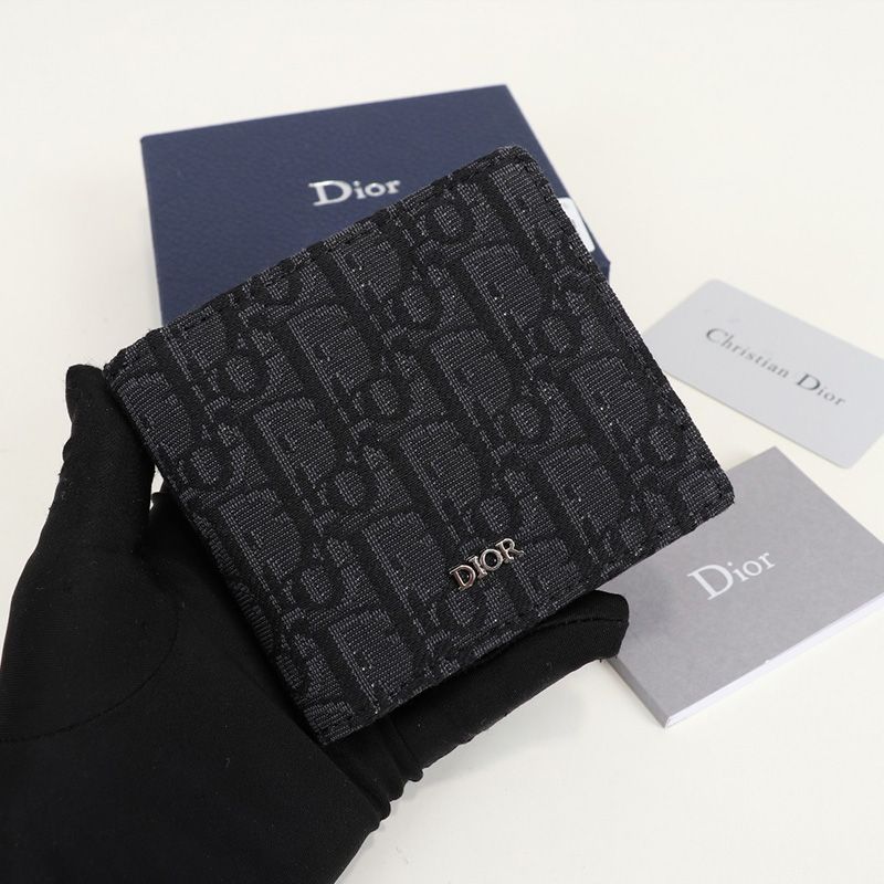 Dior Bi-Fold Wallet Oblique Motif Canvas Black Hot Sale