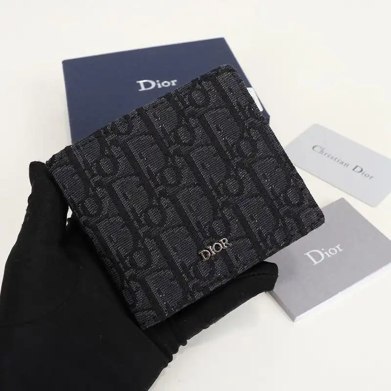 TOP Dior Bi-Fold Wallet Oblique Motif Canvas Black