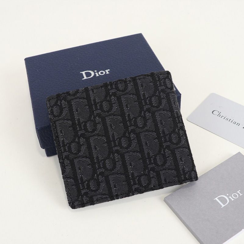 Dior Bi-Fold Wallet Oblique Motif Canvas Black Hot Sale