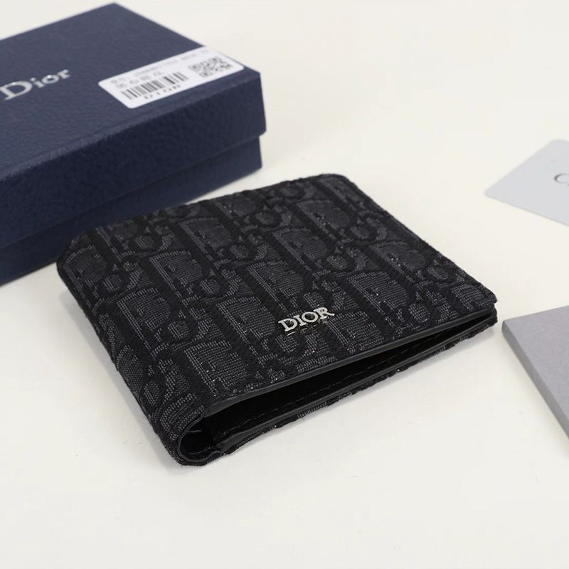 Dior Bi-Fold Wallet Oblique Motif Canvas Black Hot Sale