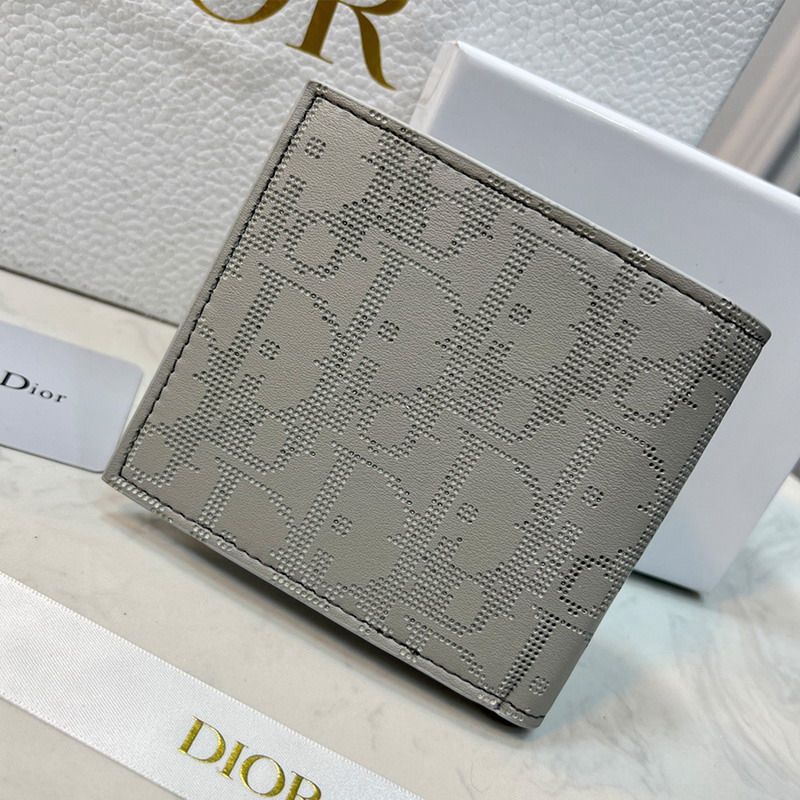 Dior Bi-Fold Wallet Oblique Galaxy Leather Grey