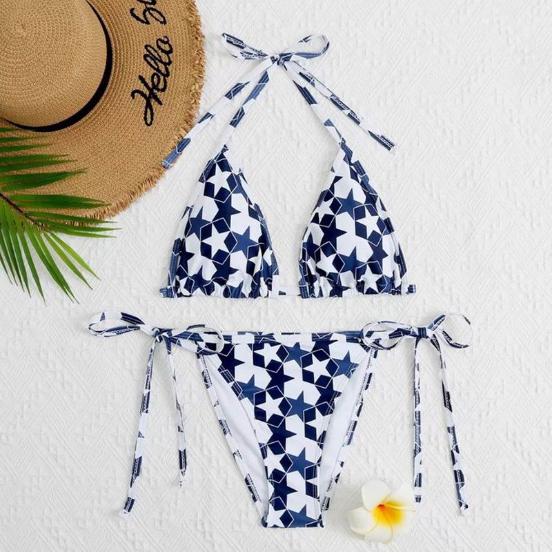 Hot Dior Bikini Women Etoile Motif Lycra Blue