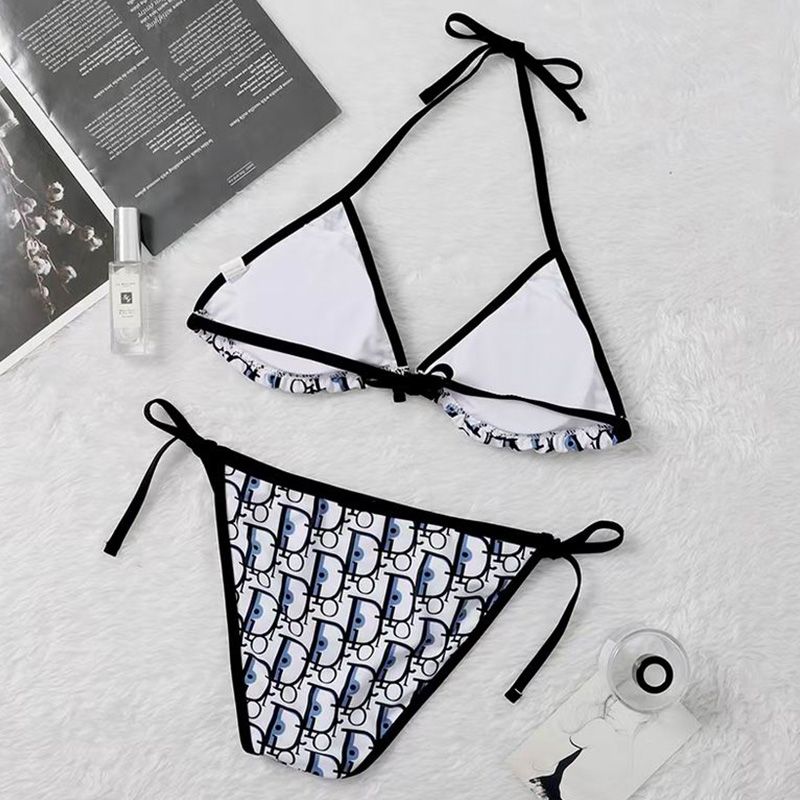 Dior Bikini Women Oblique Motif Lycra Black White Hot Sale