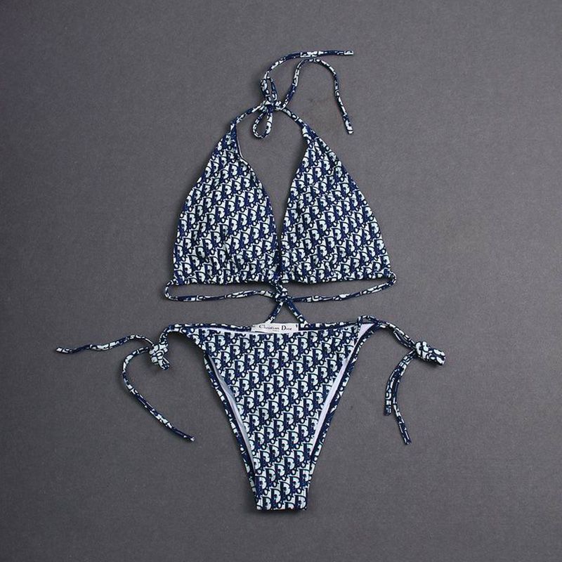 Dior Bikini Women Oblique Motif Lycra Blue Hot Sale