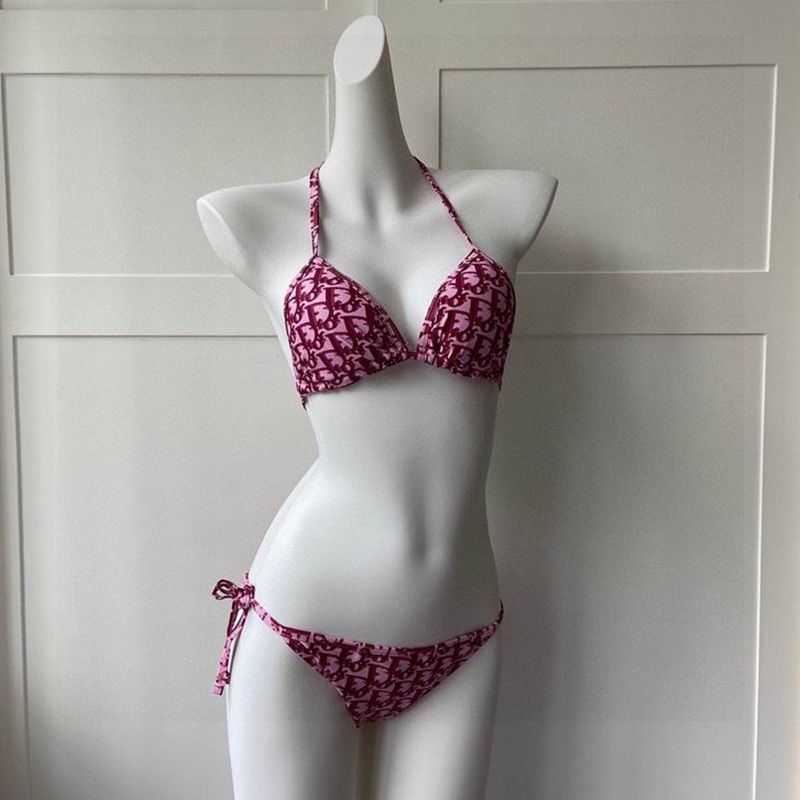 Dior Bikini Women Oblique Motif Lycra Burgundy Hot Sale