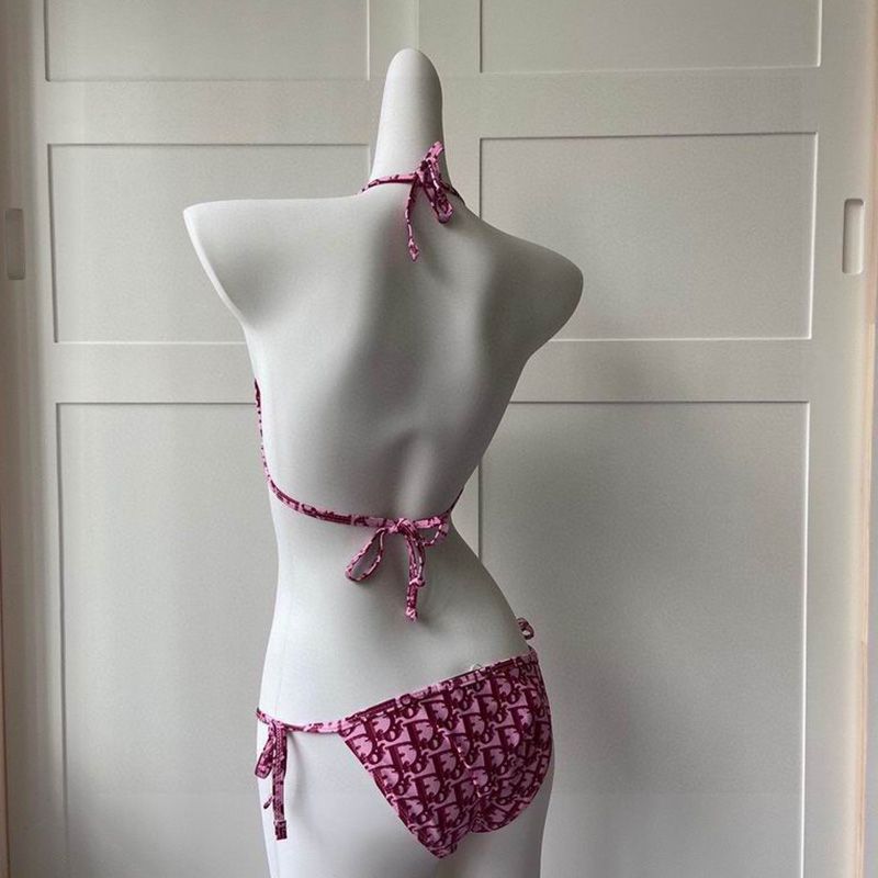 Dior Bikini Women Oblique Motif Lycra Burgundy Hot Sale