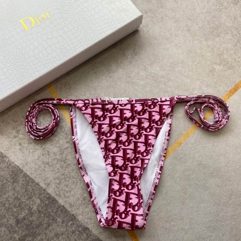 Dior Bikini Women Oblique Motif Lycra Burgundy Hot Sale