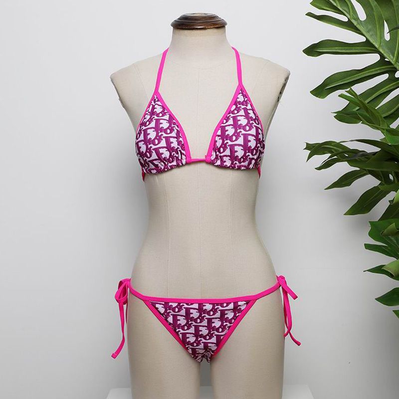 Dior Bikini Women Oblique Motif Lycra Rose Hot Sale