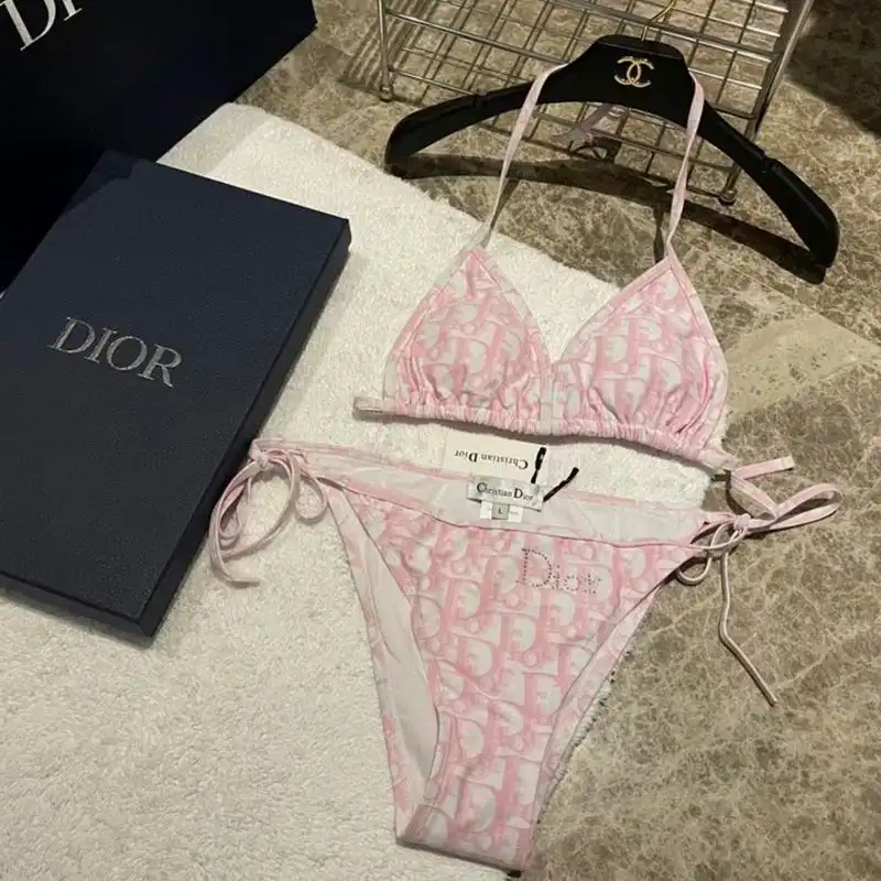 Dior Bikini Women Oblique with Stud Logo Motif Lycra Pink Luxury