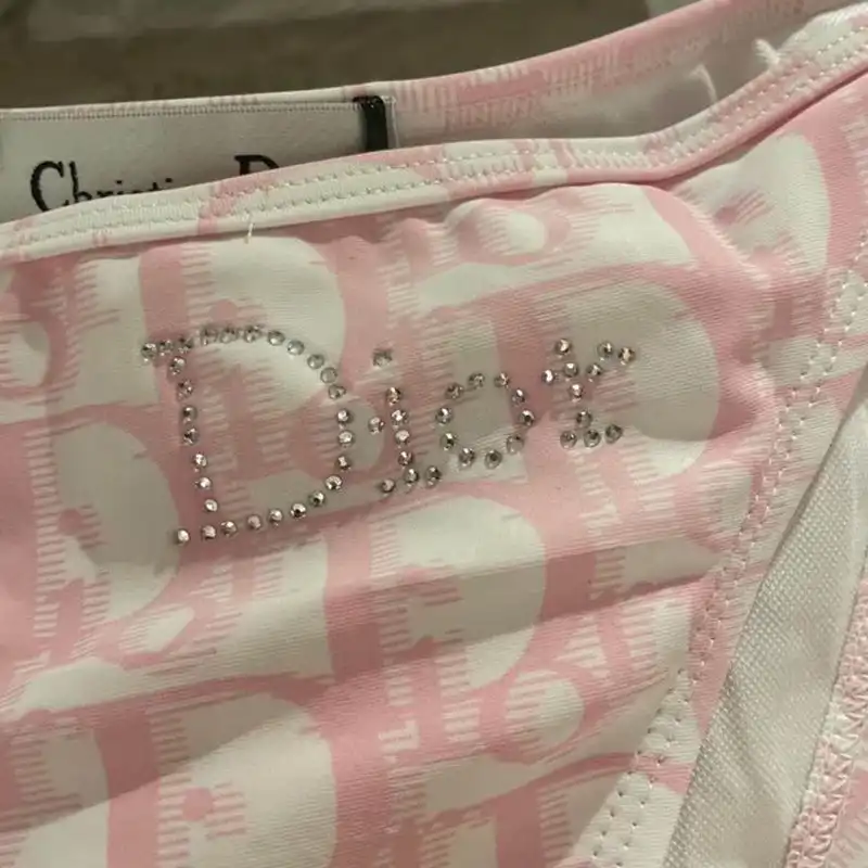 Cheap Dior Bikini Women Oblique with Stud Logo Motif Lycra Pink