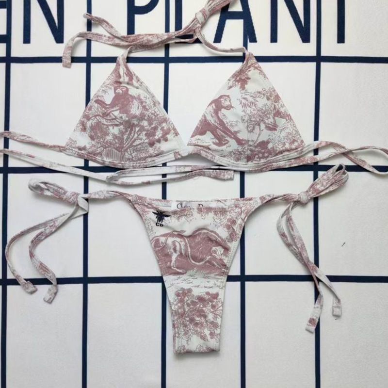 Dior Bikini Women Toile De Jouy with Bee CD Motif Lycra White Hot Sale