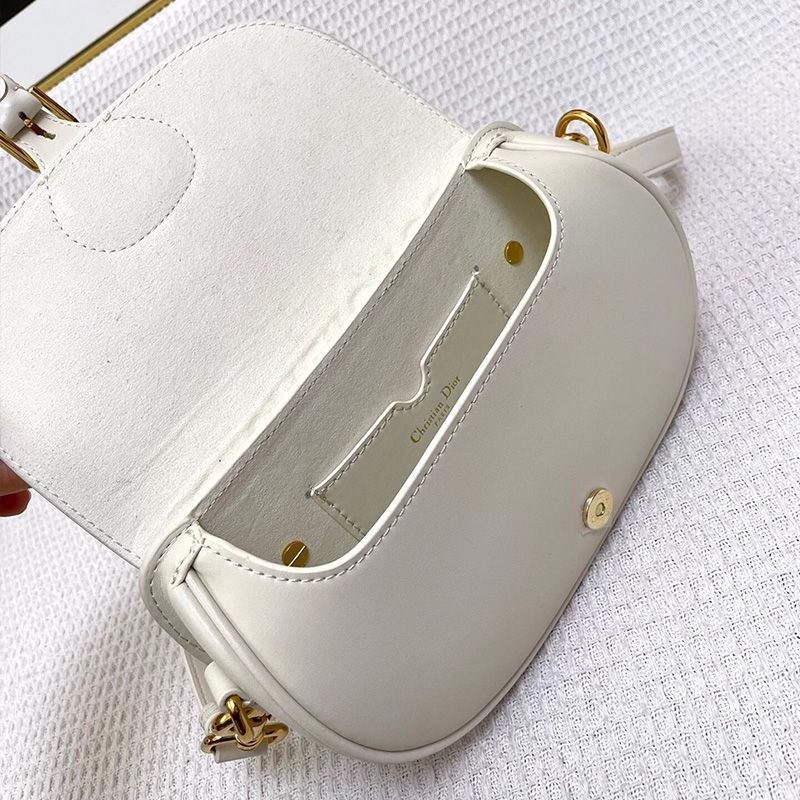 Hot Dior Bobby East-West Bag Box Calfskin White