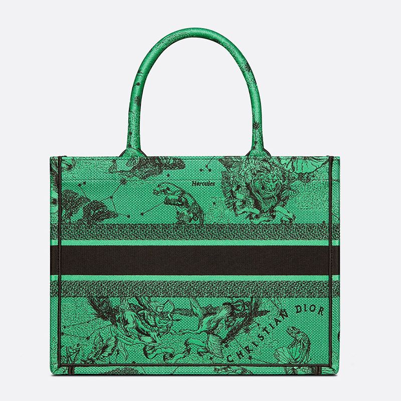 Dior Book Tote Toile de Jouy Zodiac Motif Canvas Green