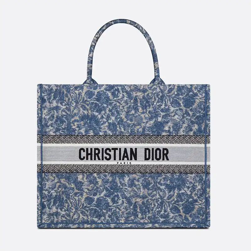 Dior Book Tote Brocart Motif Canvas Blue