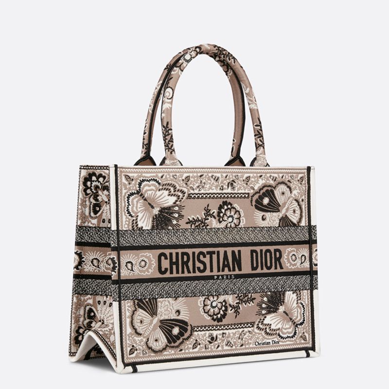 TOP Dior Book Tote Butterfly Bandana Motif Canvas Beige