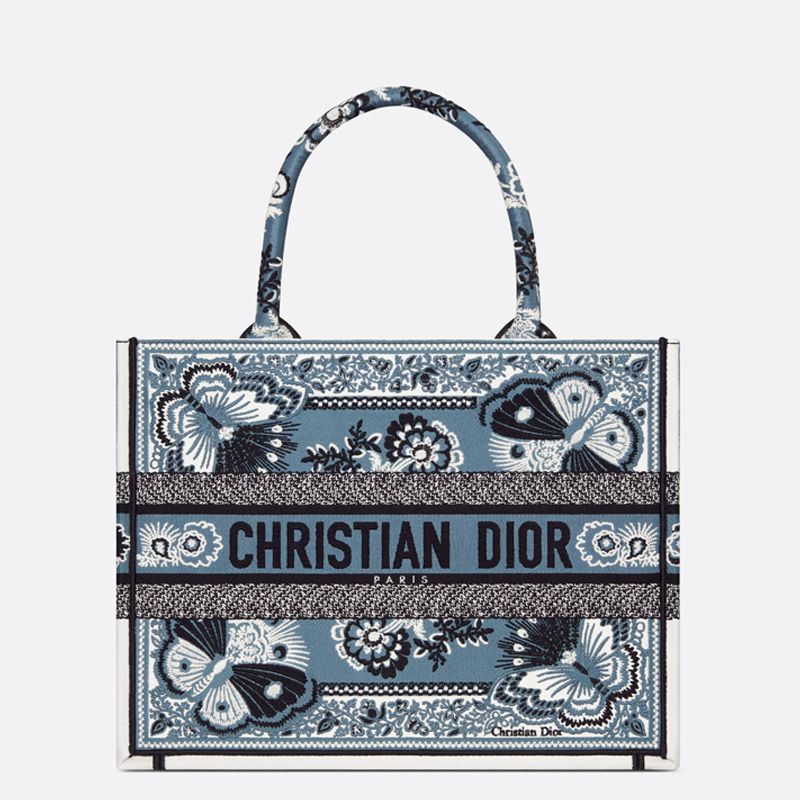 Dior Book Tote Butterfly Bandana Motif Canvas Blue Hot Sale