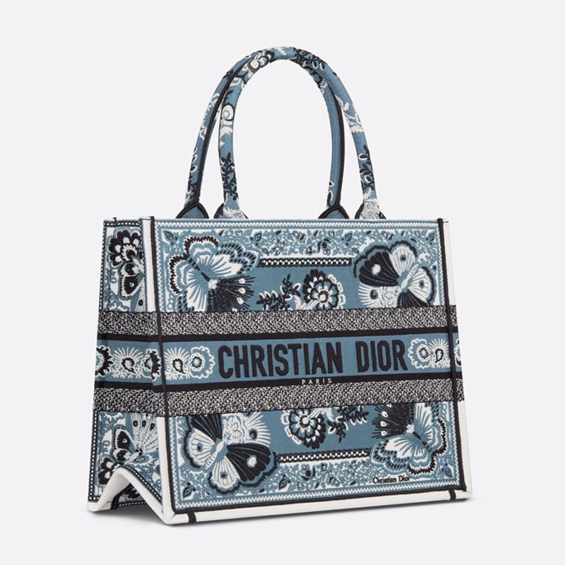 Dior Book Tote Butterfly Bandana Motif Canvas Blue Hot Sale