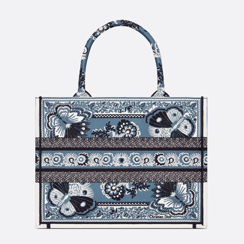 Dior Book Tote Butterfly Bandana Motif Canvas Blue Hot Sale