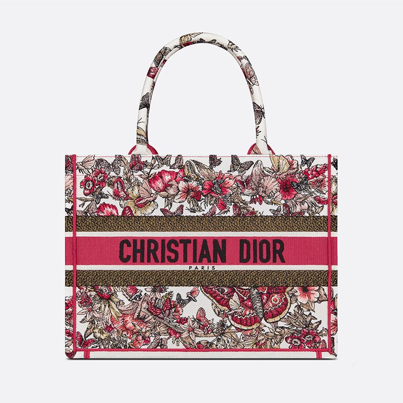 TOP Dior Book Tote Butterfly Motif Canvas Multicolor