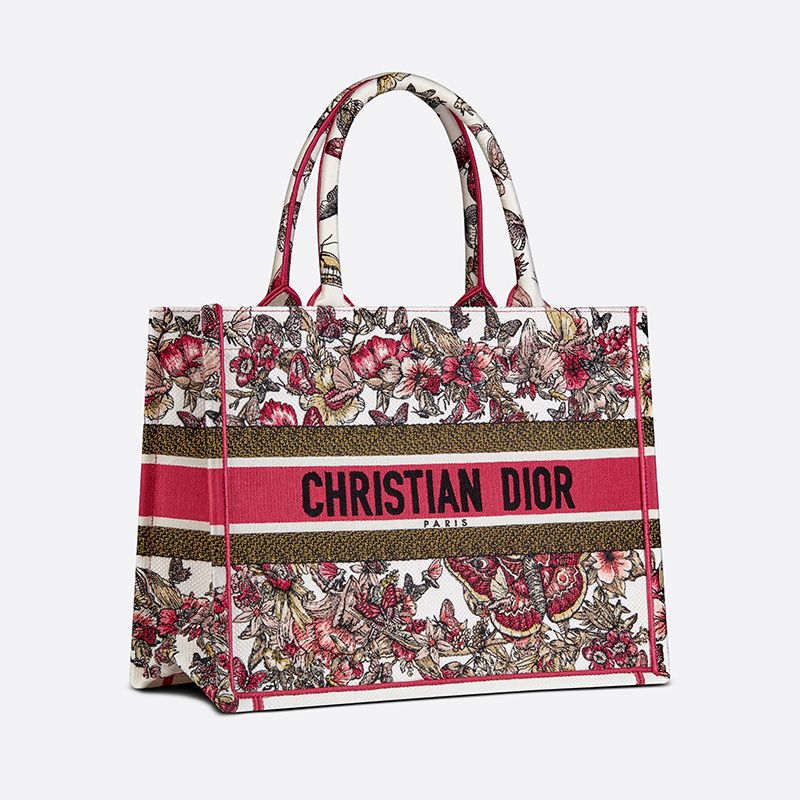 TOP Dior Book Tote Butterfly Motif Canvas Multicolor