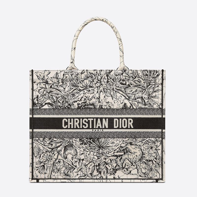 Hot Dior Book Tote Constellation Motif Canvas Grey