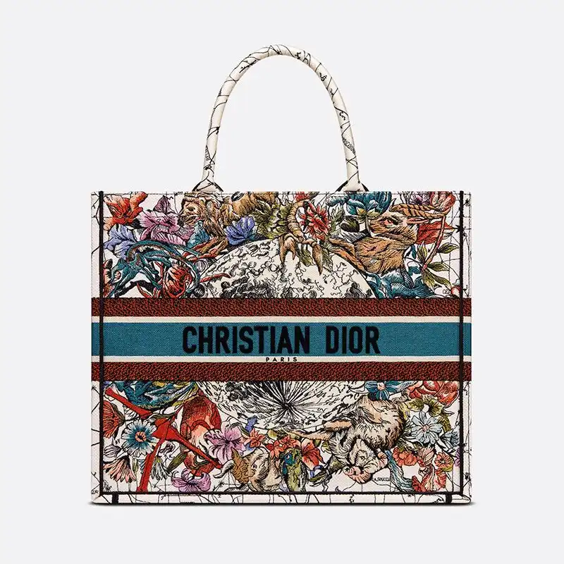 Dior Book Tote Constellation Motif Canvas White Luxury