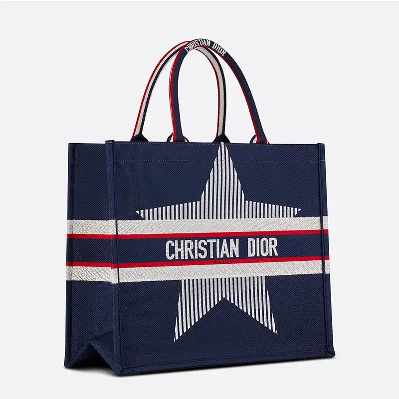 Cheap Dior Book Tote DiorAlps Motif Canvas Blue Hot Sale