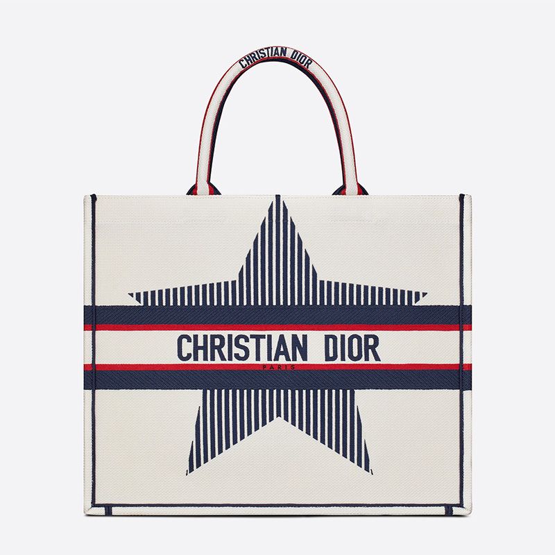 TOP Dior Book Tote DiorAlps Motif Canvas White