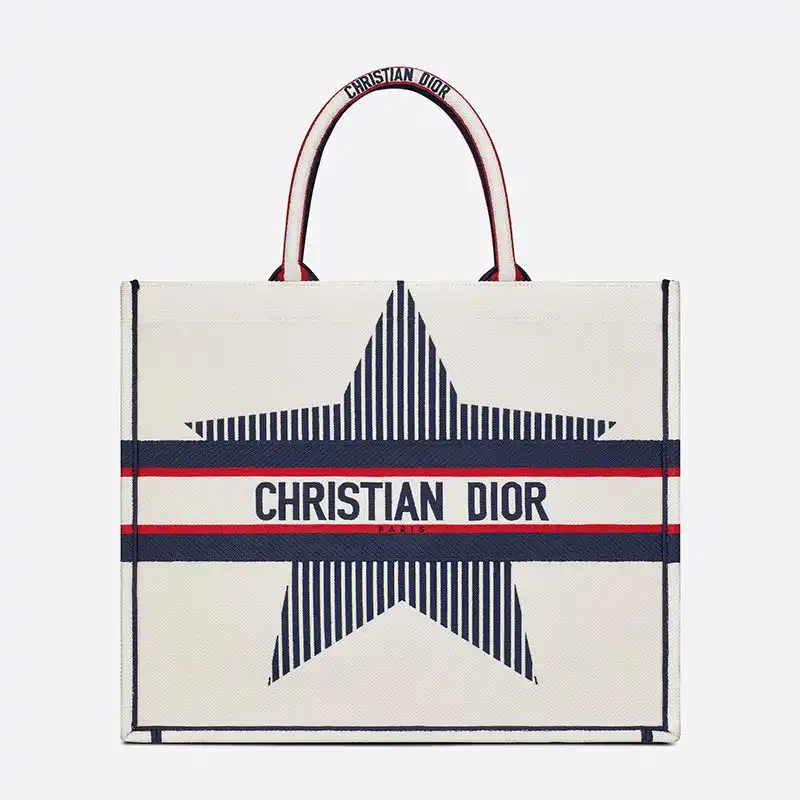 Dior Book Tote DiorAlps Motif Canvas White