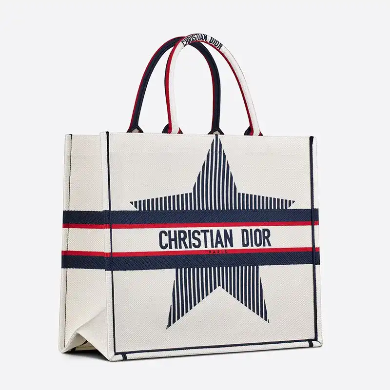 Cheap Dior Book Tote DiorAlps Motif Canvas White Luxury