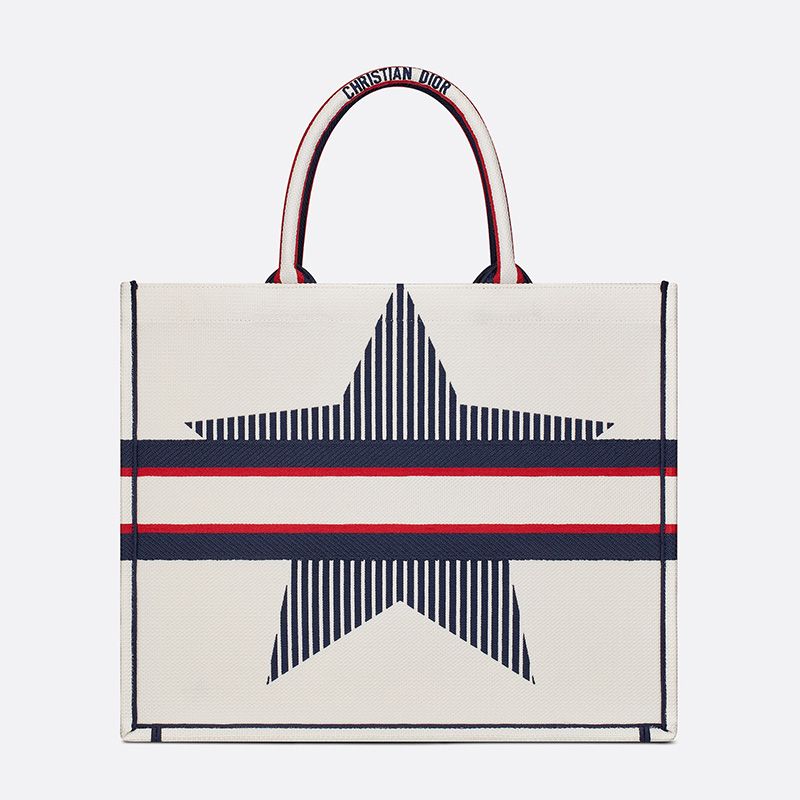 TOP Dior Book Tote DiorAlps Motif Canvas White