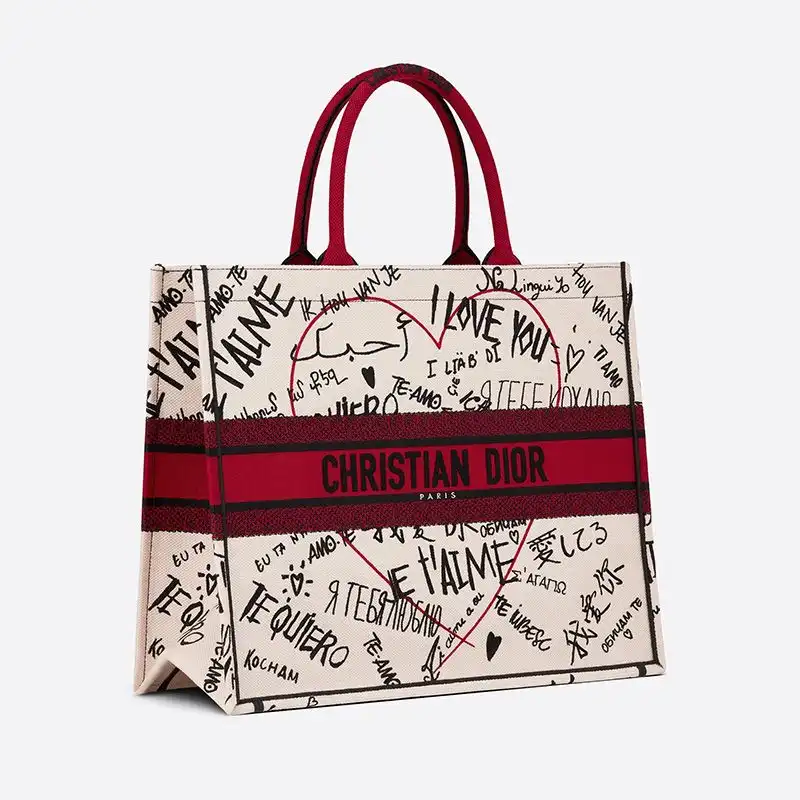 Cheap Dior Book Tote Dioramour Graffiti Motif Canvas White Hot Sale