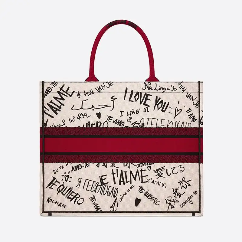 Cheap Dior Book Tote Dioramour Graffiti Motif Canvas White Hot Sale