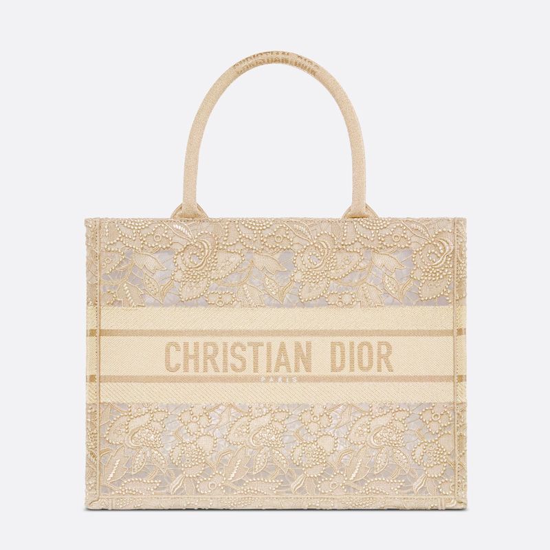 Dior Book Tote Macrame D-Lace Motif Canvas Beige Hot Sale