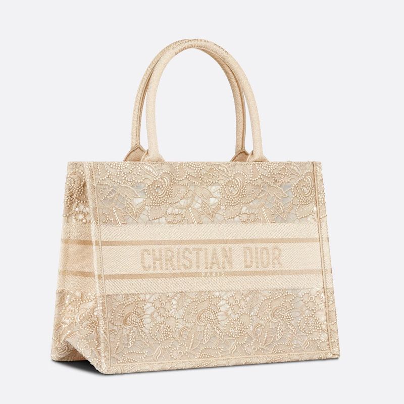 Dior Book Tote Macrame D-Lace Motif Canvas Beige Hot Sale