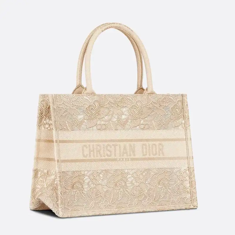 Cheap Dior Book Tote Macrame D-Lace Motif Canvas Beige Luxury