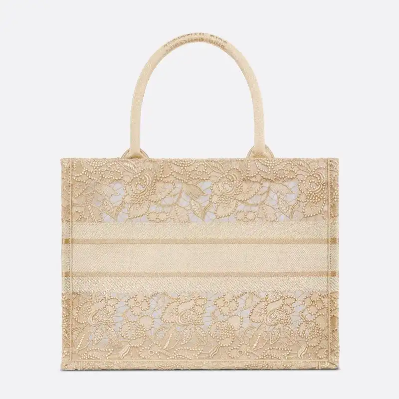 Cheap Dior Book Tote Macrame D-Lace Motif Canvas Beige Luxury