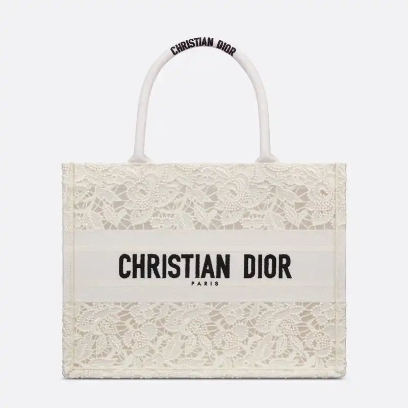 Dior Book Tote Macrame D-Lace Motif Canvas White Hot Sale