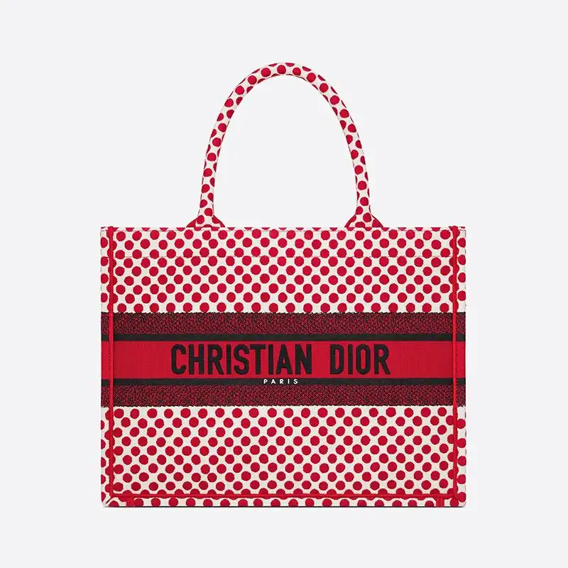 Dior Book Tote Dots Motif Canvas Red