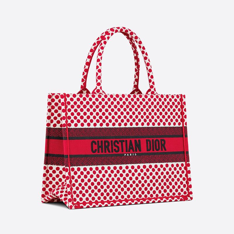 Dior Book Tote Dots Motif Canvas Red Hot Sale