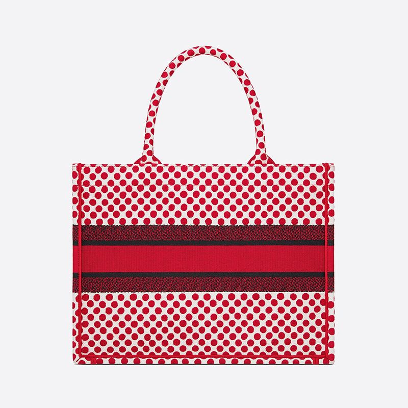 Dior Book Tote Dots Motif Canvas Red Hot Sale